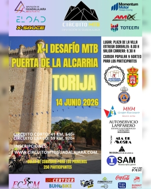 TORIJA ACOGE EL 14 DE JUNIO EL ‘X+1 DESAFÍO MTB PUERTA DE LA ALCARRIA’ CON DOS RECORRIDOS Y COMIDA POPULAR