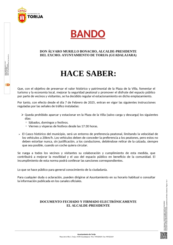 ⚠❌NUEVA REGULACIÓN DE TRÁFICO Y APARCAMIENTO ENEL CASCO ANTIGUO Y LA PLAZA DE LA VILLA❌⚠