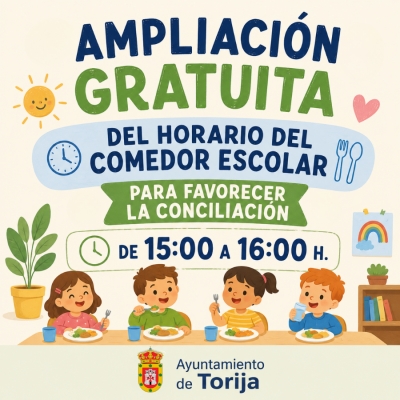 AMPLIACIÓN GRATUITA DEL HORARIO DEL COMEDOR ESCOLAR PARA FAVORECER LA CONCILIACIÓN