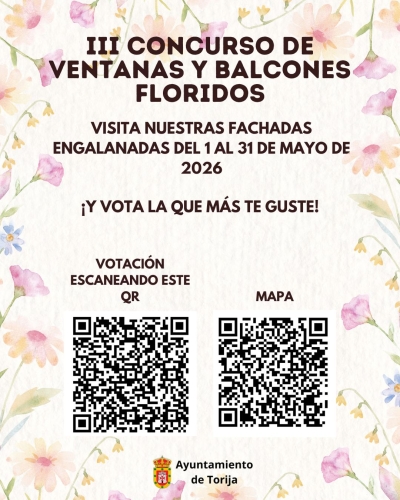 SE ABRE EL PERIODO DE EXPOSICIÓN Y VOTACIÓN PARA EL III CONCURSO DE BALCONES Y VENTANAS FLORIDAS - MAYO 2026