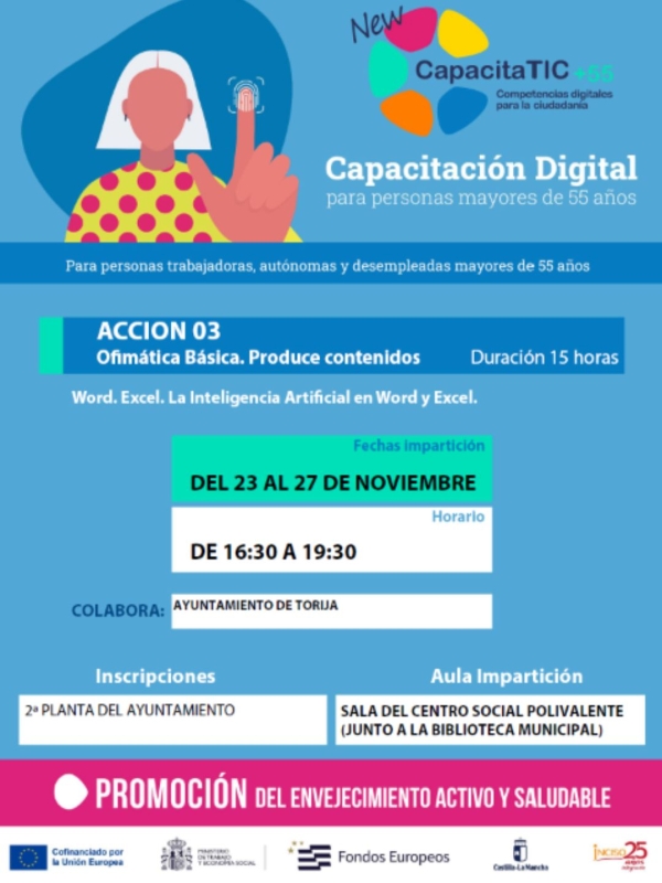 CURSO DE INFORMÁTICA PARA MAYORES DE 55 AÑOS: OFIMÁTICA BÁSICA E INTELIGENCIA ARTIFICIAL