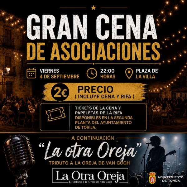 YA ESTÁN A LA VENTA LOS TICKETS PARA LA GRAN CENA DE ASOCIACIONES Y LA COMIDA SOLIDARIA