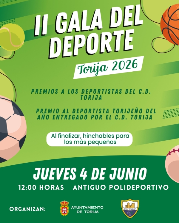 TORIJA CELEBRARÁ SU II GALA DEL DEPORTE EL 4 DE JUNIO