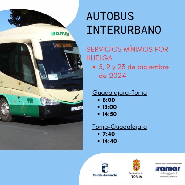 HUELGA DE AUTOBUSEROS CONVOCADA PARA EL JUEVES 5, LUNES 9 Y LUNES 23 DE DICIEMBRE