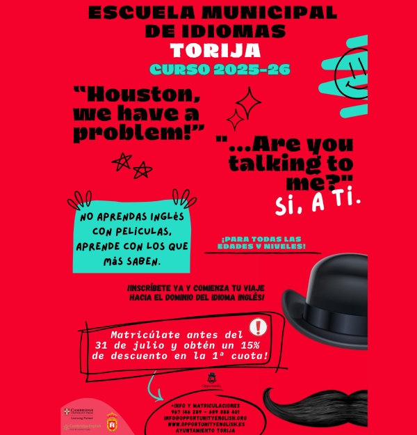 MATRÍCULA ABIERTA PARA DE LA E.M. DE IDIOMAS DE TORIJA 25/26