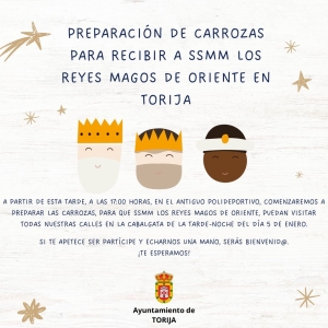 PREPARACIÓN DE CARROZAS PARA RECIBIR A SSMM LOS REYES MAGOS DE ORIENTE EN TORIJA