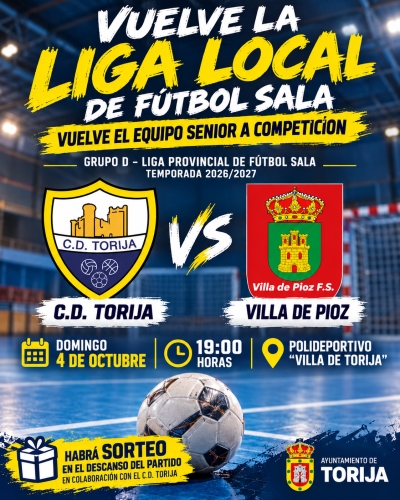 VUELVE LA LIGA LOCAL DE FÚTBOL SALA CON EL REGRESO DEL EQUIPO SÉNIOR DEL C.D. TORIJA
