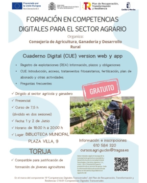 FORMACIÓN GRATUITA EN COMPETENCIAS DIGITALES PARA EL SECTOR AGRARIO EN TORIJA
