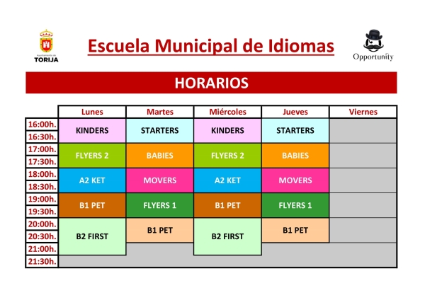 - HORARIOS ESCUELA MUNICIPAL DE IDIOMAS -