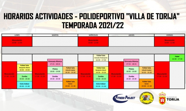 CUADRANTE DEL PROGRAMA DEL POLIDEPORTIVO “VILLA DE TORIJA”
