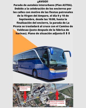 AVISO FIESTAS TORIJA 2025: CAMBIO EN PARADA DE AUTOBÚS Y CIERRE DEL POLIDEPORTIVO