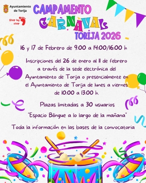 SE ABRE EL PLAZO DE INSCRIPCIÓN PARA EL CAMPAMENTO DE CARNAVAL 2026 EN TORIJA
