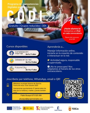 LA BIBLIOTECA MUNICIPAL ANTONIO DE SANCHA ACOGE EL PROGRAMA CODI DE COMPETENCIAS DIGITALES GRATUITAS PARA NIÑOS Y JÓVENES