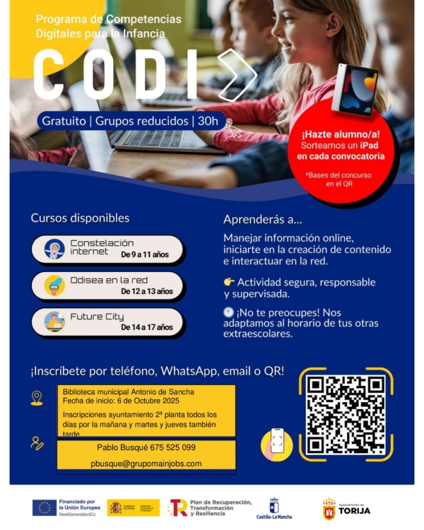 LA BIBLIOTECA MUNICIPAL ANTONIO DE SANCHA ACOGE EL PROGRAMA CODI DE COMPETENCIAS DIGITALES GRATUITAS PARA NIÑOS Y JÓVENES