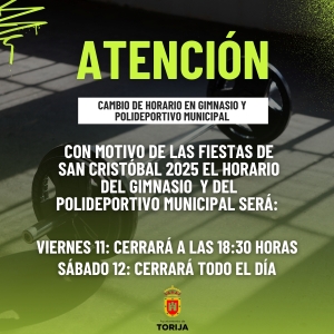 𝐂𝐀𝐌𝐁𝐈𝐎 𝐃𝐄 𝐇𝐎𝐑𝐀𝐑𝐈𝐎 𝐄𝐍 𝐄𝐋 𝐆𝐈𝐌𝐍𝐀𝐒𝐈𝐎 𝐘 𝐏𝐎𝐋𝐈𝐃𝐄𝐏𝐎𝐑𝐓𝐈𝐕𝐎 𝐌𝐔𝐍𝐈𝐂𝐈𝐏𝐀𝐋 𝐏𝐎𝐑 𝐋𝐀𝐒 𝐅𝐈𝐄𝐒𝐓𝐀𝐒 𝐃𝐄 𝐒𝐀𝐍 𝐂𝐑𝐈𝐒𝐓𝐎́𝐁𝐀𝐋 𝟐𝟎𝟐𝟓