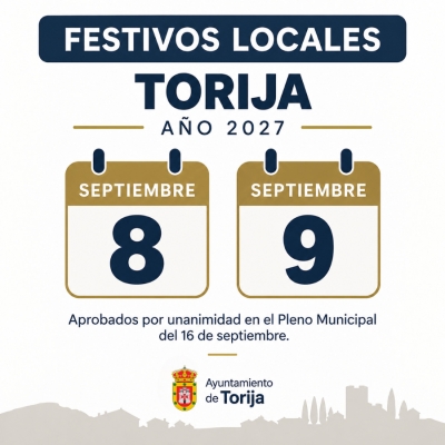 TORIJA APRUEBA LOS FESTIVOS LOCALES PARA EL AÑO 2027