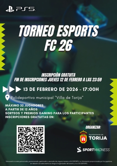 TORIJA ORGANIZA UN TORNEO DE CARNAVAL DE ESPORTS FC26 CON INSCRIPCIÓN GRATUITA Y PREMIOS GAMING