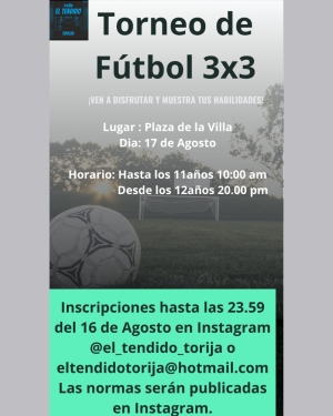 ¡𝐆𝐑𝐀𝐍 𝐓𝐎𝐑𝐍𝐄𝐎 𝐃𝐄 𝐅𝐔́𝐓𝐁𝐎𝐋 𝟑𝐗𝟑 𝐄𝐍 𝐓𝐎𝐑𝐈𝐉𝐀 𝐄𝐒𝐓𝐄 𝟏𝟕 𝐃𝐄 𝐀𝐆𝐎𝐒𝐓𝐎!