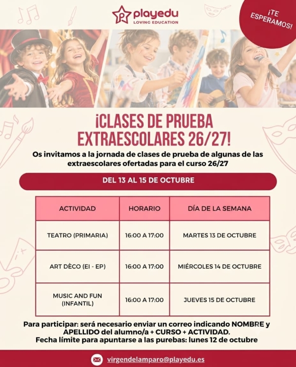 CLASES DE JORNADA DE PRUEBA DE LAS EXTRAESCOLARES ORGANIZADAS POR AMPA "CASTILLO DE TORIJA"