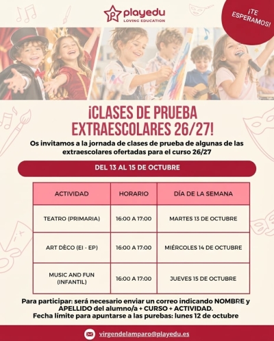 CLASES DE JORNADA DE PRUEBA DE LAS EXTRAESCOLARES ORGANIZADAS POR AMPA "CASTILLO DE TORIJA"