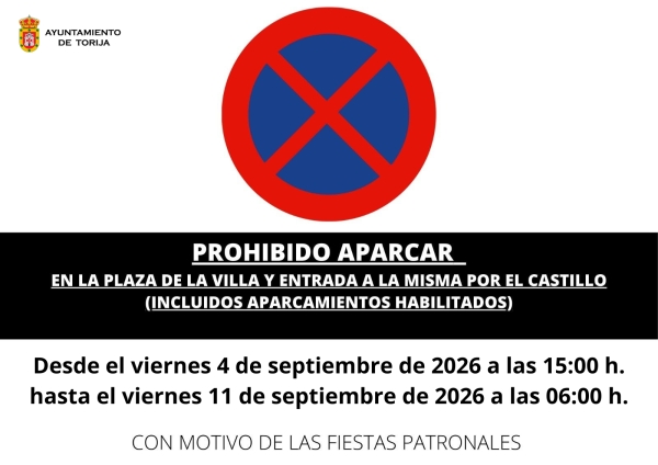 PROHIBICIONES DE APARCAMIENTO CON MOTIVO DE LAS FIESTAS EN HONOR A LA VIRGEN DEL AMPARO 2026
