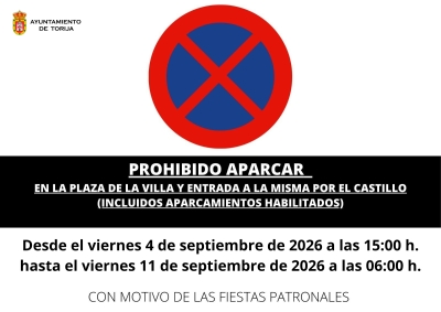 PROHIBICIONES DE APARCAMIENTO CON MOTIVO DE LAS FIESTAS EN HONOR A LA VIRGEN DEL AMPARO 2026