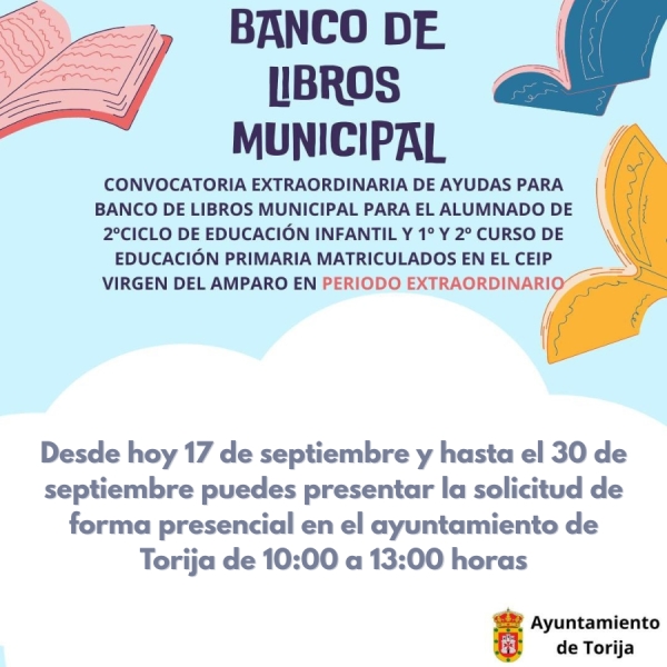 BANCO DE LIBROS MUNICIPAL:  ¡¡¡PERIODO EXTRAORDINARIO!!!