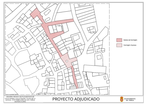 SE ADJUDICA EL CONTRATO DE OBRAS PÚBLICAS PARA LA PAVIMENTACIÓN DE LA CALLE HONDA, CALLE COLÓN Y PLAZA DE LA ACACIA DE REBOLLOSA DE HITA POR CERCA DE 95.000 EUROS