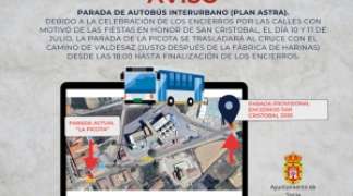 CAMBIO TEMPORAL EN LA PARADA DE AUTOBÚS POR LAS FIESTAS DE SAN CRISTÓBAL 2026