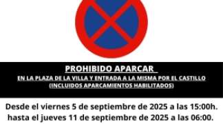 PROHIBICIONES DE APARCAMIENTO CON MOTIVO DE LAS FIESTAS EN HONOR A LA VIRGEN DEL AMPARO
