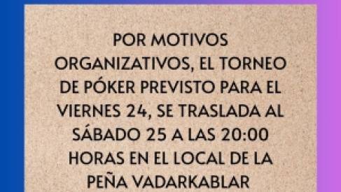 EL TORNEO DE PÓKER CAMBIA DE FECHA Y SE DISPUTARÁ EL SÁBADO 25 DE JULIO