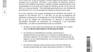 REAL DECRETO -LEY 10/2021, DE 18 DE MAYO, POR EL QUE SE ADOPTAN MEDIDAS URGENTES PARA PALIAR LOS DANOS CAUSADOS POR LA BORRASCA “FILOMENA”.