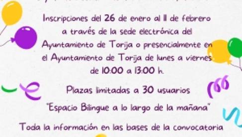 SE ABRE EL PLAZO DE INSCRIPCIÓN PARA EL CAMPAMENTO DE CARNAVAL 2026 EN TORIJA