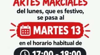 LAS CLASES DE BOXEO Y ZUMBA DEL LUNES 12 DE OCTUBRE SE RECUPERARÁN DE FORMA EXCEPCIONAL