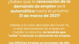 Renovación demanda de Empleo: Hasta el 31 de marzo de 2021.