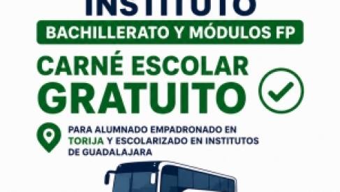 CARNÉ GRATUITO PARA EL TRANSPORTE DE ALUMNOS DE BACHILLERATO Y FP
