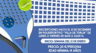 TORIJA LANZA SU I LIGA DE PÁDEL 2026: INSCRIPCIONES ABIERTAS HASTA EL 31 DE DICIEMBRE