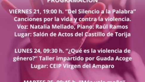 TORIJA CONMEMORA EL DÍA INTERNACIONAL DE LA ELIMINACIÓN DE LA VIOLENCIA CONTRA LA MUJER CON LA PROGRAMACIÓN DE TRES ACTOS