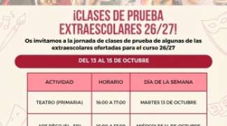 CLASES DE JORNADA DE PRUEBA DE LAS EXTRAESCOLARES ORGANIZADAS POR AMPA "CASTILLO DE TORIJA"