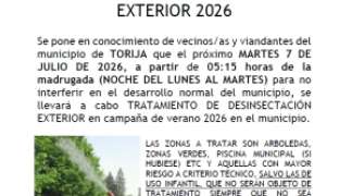 CAMPAÑA DE DESINSECTACIÓN EXTERIOR (SEGUNDO TRATAMIENTO)